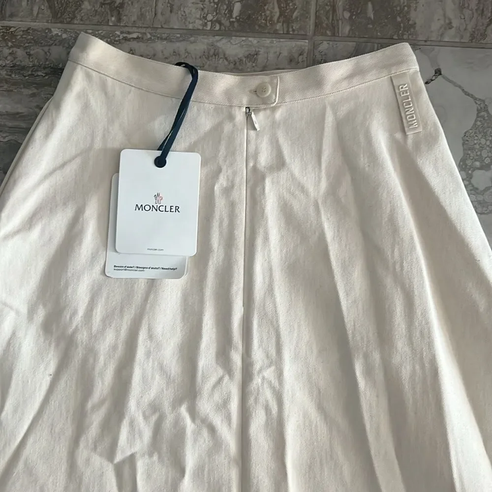 Moncler Cotton A-Line Midi Skirt with Pockets, New, Size 42